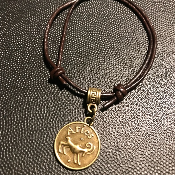 Courageous Aries The Ram Charm Leather Bangle - Picture 1 of 2